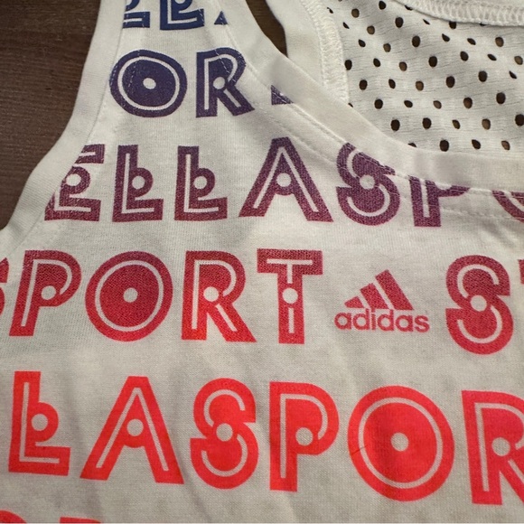 NWT Women's Adidas StellaSport Stella McCartney White Rainbow Mesh Tank Small - Picture 4 of 16